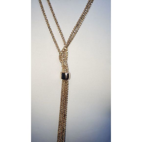 Gold braided twist with tassel necklace - Picture 8 of 8